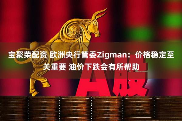 宝聚荣配资 欧洲央行管委Zigman：价格稳定至关重要 油价下跌会有所帮助